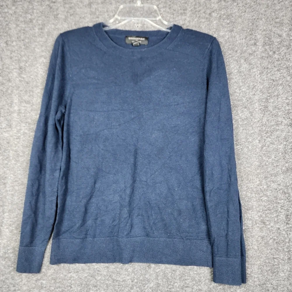 Banana‎ Republic Forever Sweater Mens M Navy Blue Cotton Rayon Crewneck Knit